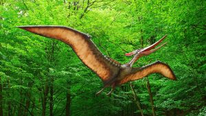 Pteranodon recreation mockup flying through the jungle